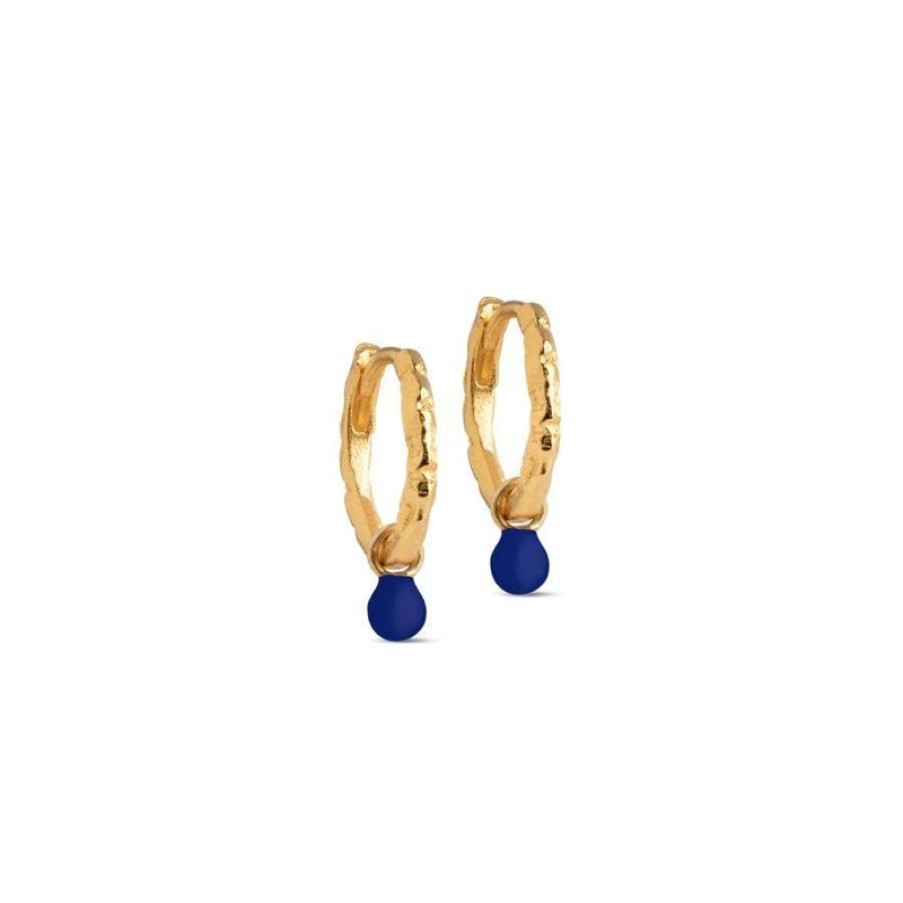 Smykker Enamel Oreringe | Enamel Belle Hoops Navy Blue - E245Gm