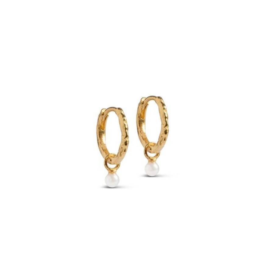 Smykker Enamel Perleoreringe | Enamel Bella Pearl Hoops - E271Gm