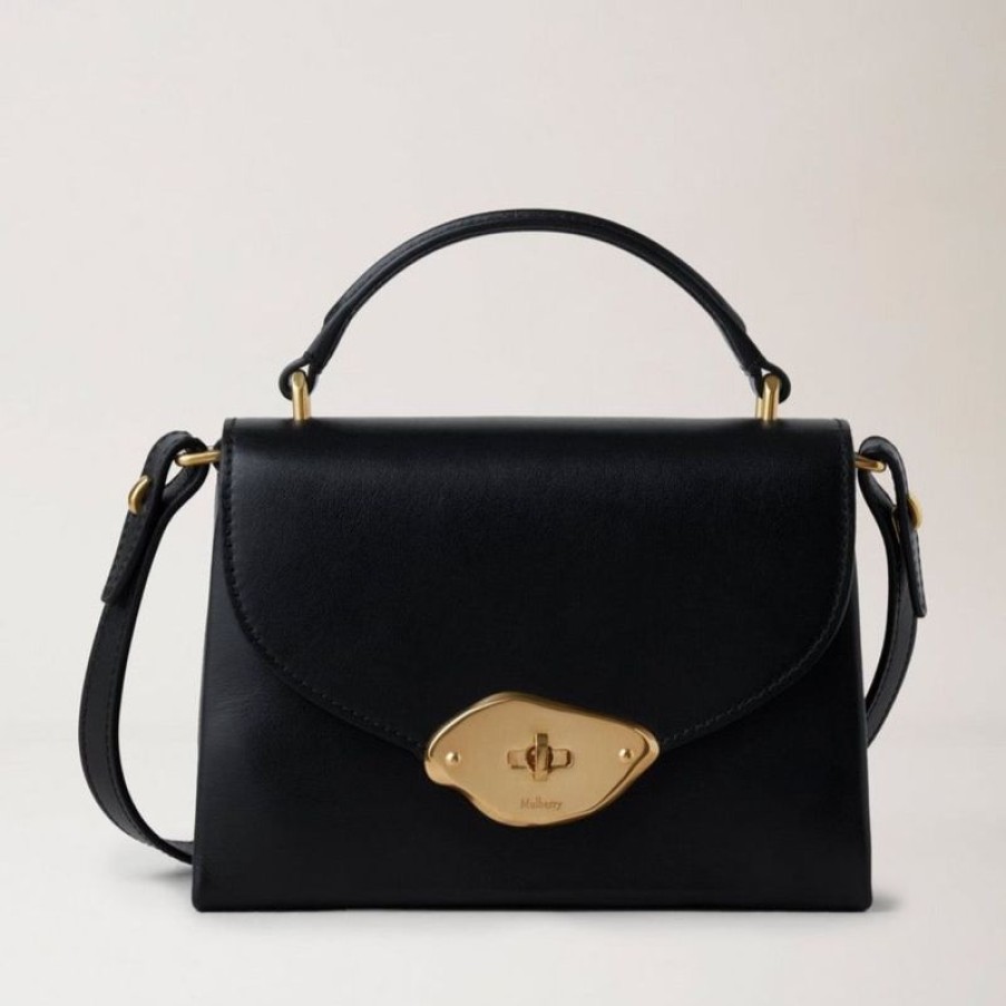 Mulberry Mulberry | Mulberry Small Lana Top Handle Black High Gloss Leather