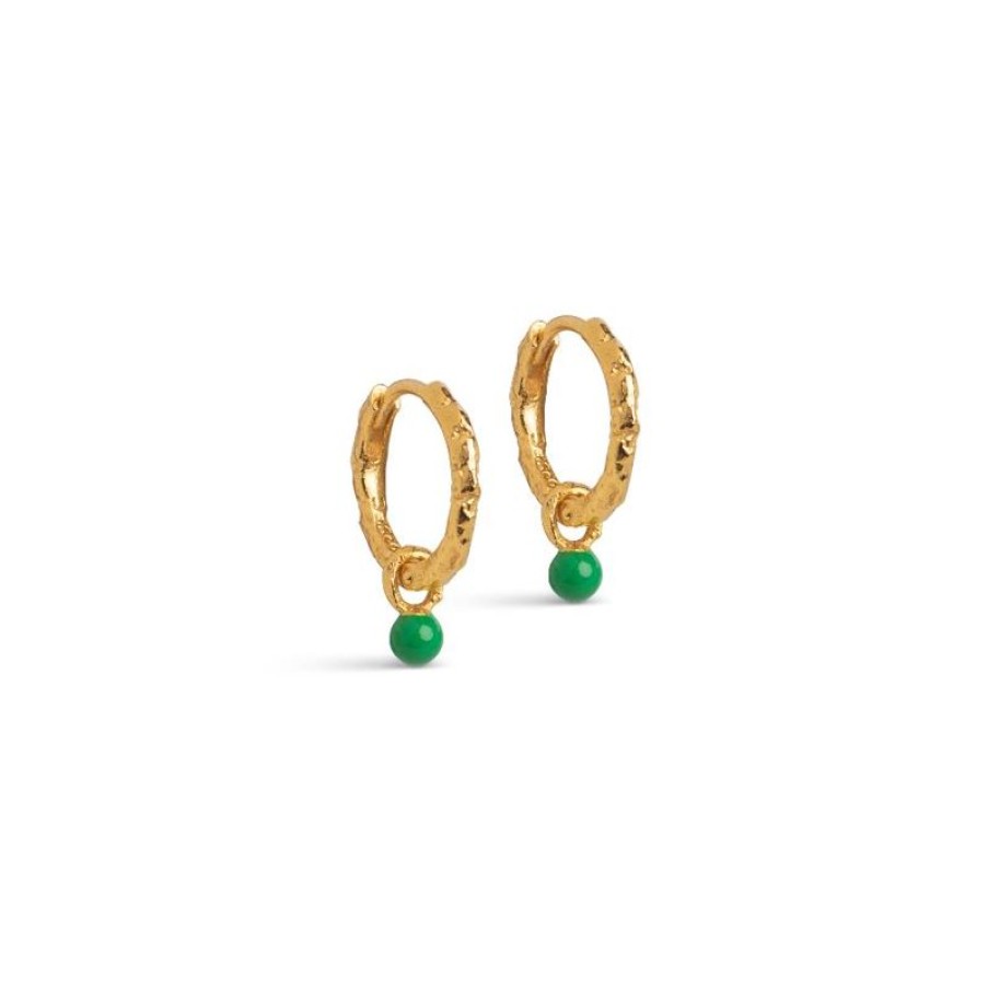 Smykker Enamel Oreringe | Enamel Belle Hoops Grass Green