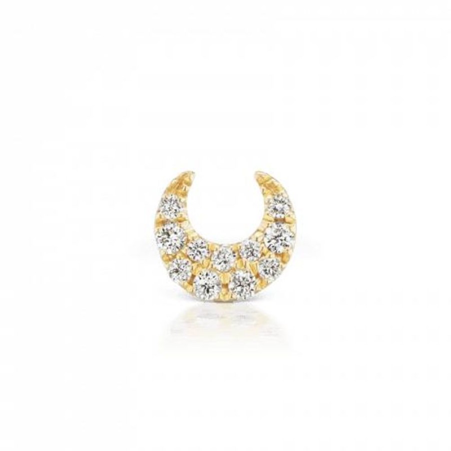 Smykker MARIA TASH Piercinger | Maria Tash Small Diamond Moon Threaded Stud 18K