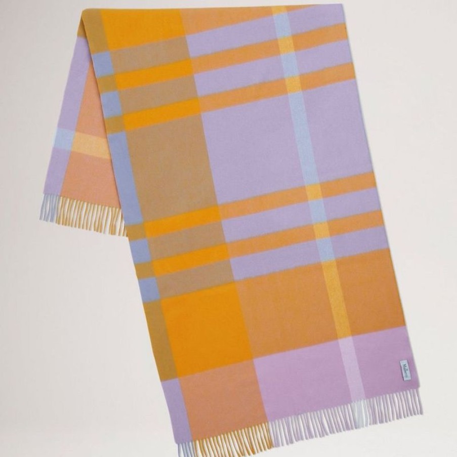 Mulberry Mulberry | Mulberry Large Check Merino Wool Scarf Powder Rose - Double Yellow