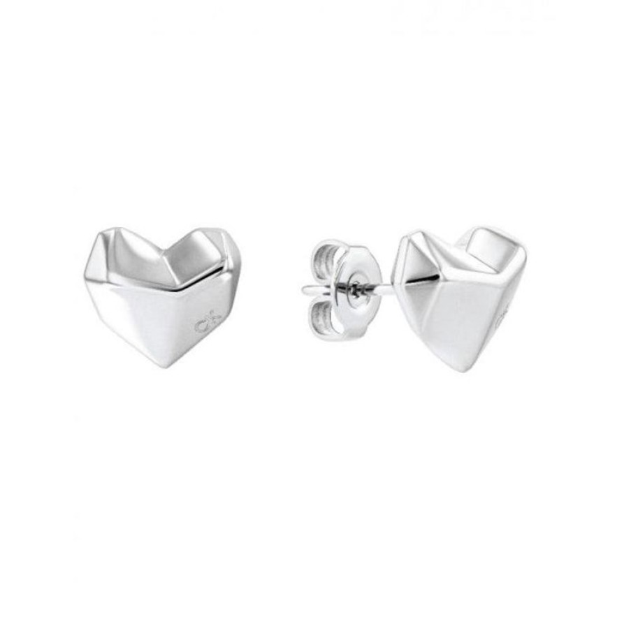 Smykker Calvin Klein Orestikker | Calvin Klein Faceted Heart Earrings Stal - 35000041