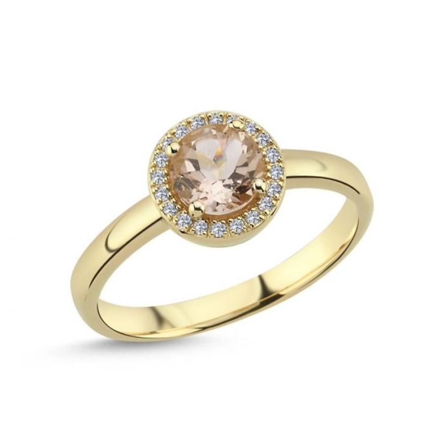 Smykker Nuran Diamant Ringe | Nuran 14Kt Grace Ring Med Morganit Og Brillanter