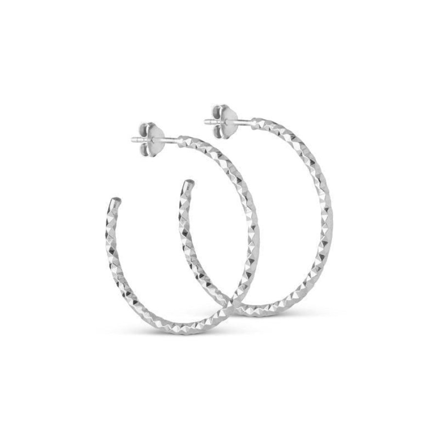 Smykker Enamel Creoler & Hoops | Enamel Diamond Cut Hoops Large - E148S