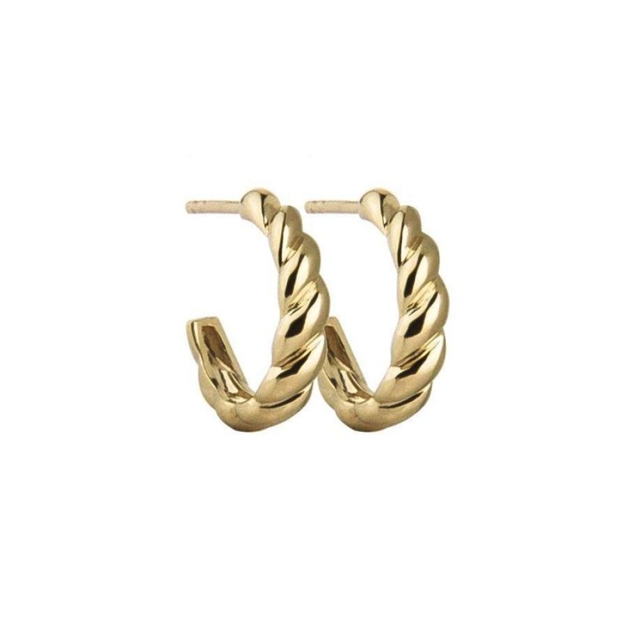 Smykker Jeberg Jewellery Creoler & Hoops | Jeberg Jewellery Twisted Creol Solvforgyldt - 50840