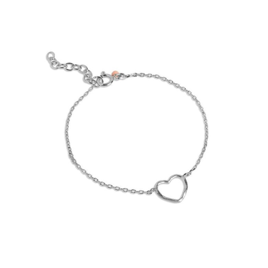 Smykker Enamel Solv Armband | Enamel Organic Heart Bracelet - B112Sm