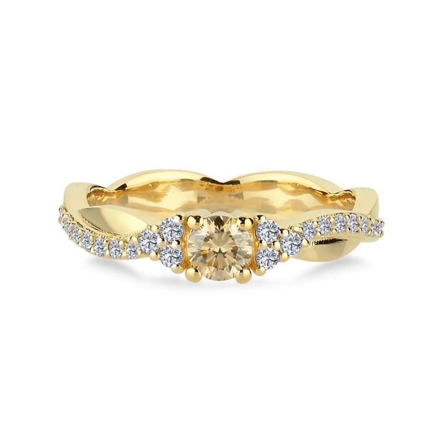 Smykker Nuran Guld Ringe | Nuran Champagne Ring Med Diamanter - A3084Ch