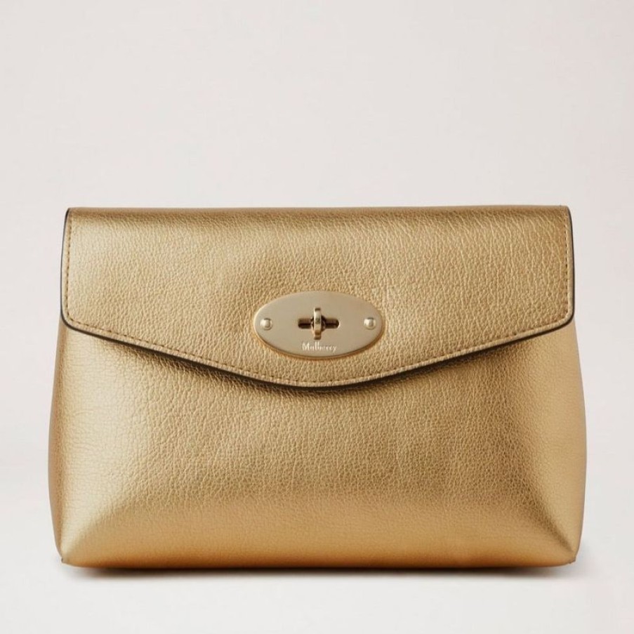 Mulberry Mulberry | Mulberry Darley Cosmetic Pouch Soft Gold Washed Metallic Buffalo