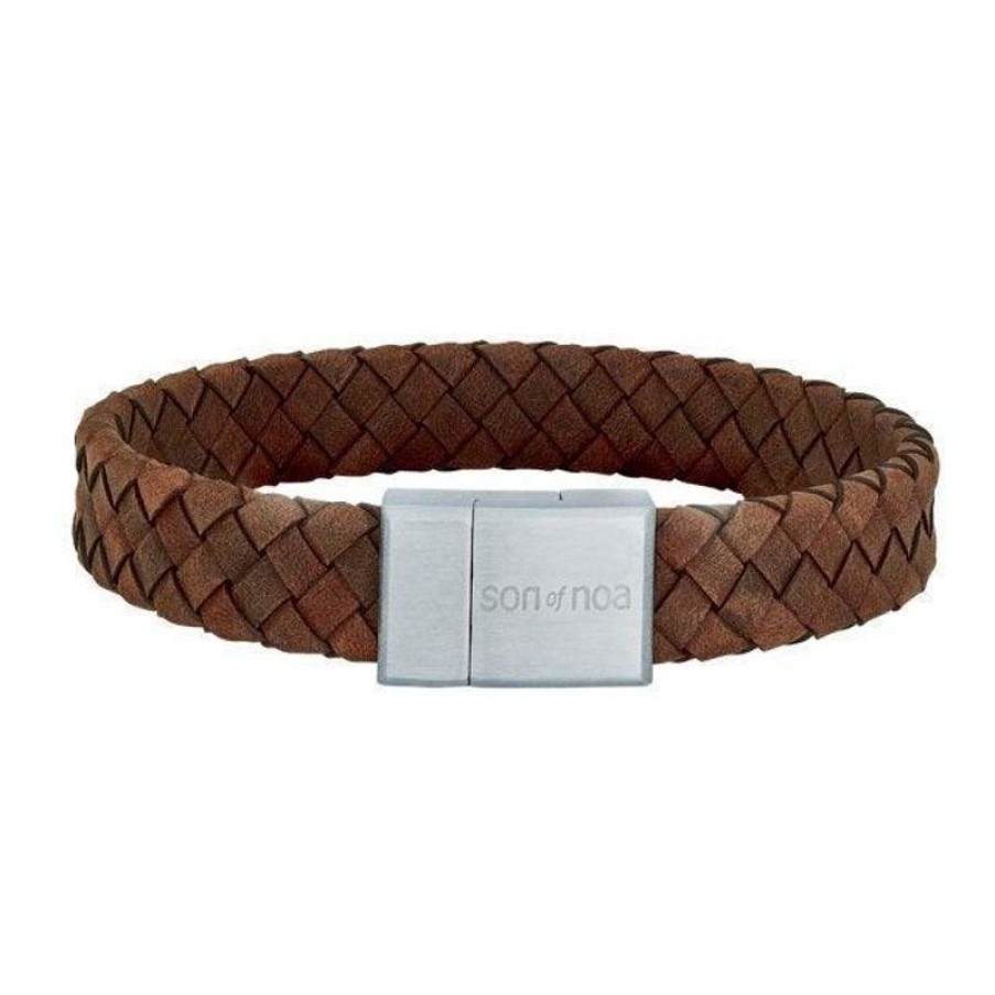 Smykker Nordahl Andersen Armband Til Maend | Son Of Noa Herre Armband Brun Flettet Laeder 21Cm