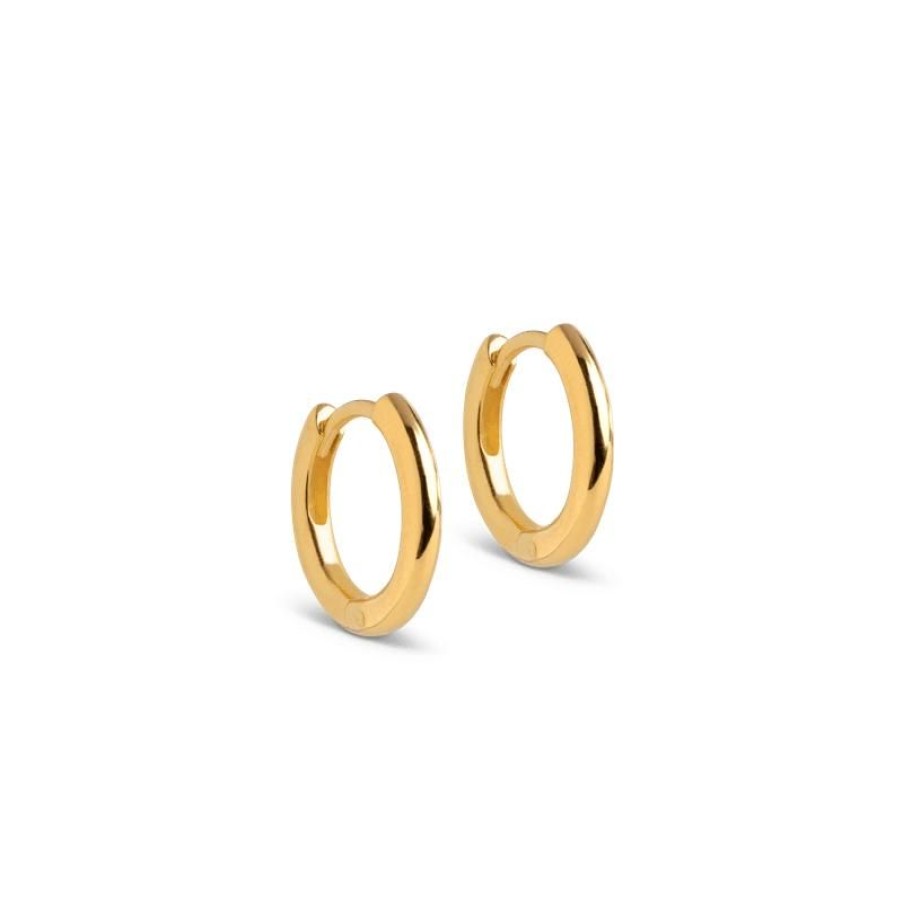 Smykker Enamel Oreringe | Enamel Chunky Forgyldt Hoops 10Mm - E249G