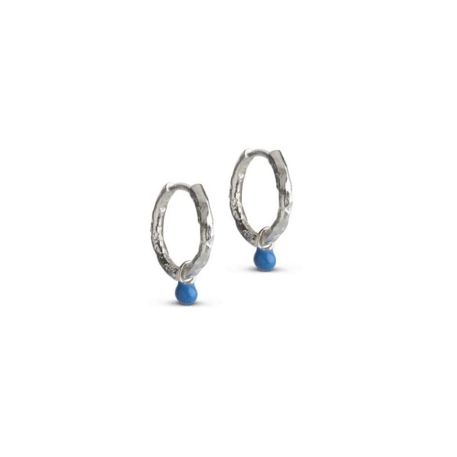 Smykker Enamel Oreringe | Enamel Belle Hoops Cornflower - E245Sm