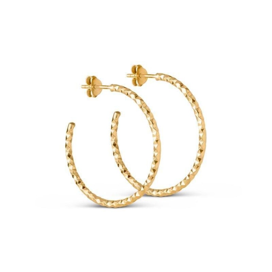 Smykker Enamel Oreringe | Enamel Diamond Cut Hoops Large - E148G