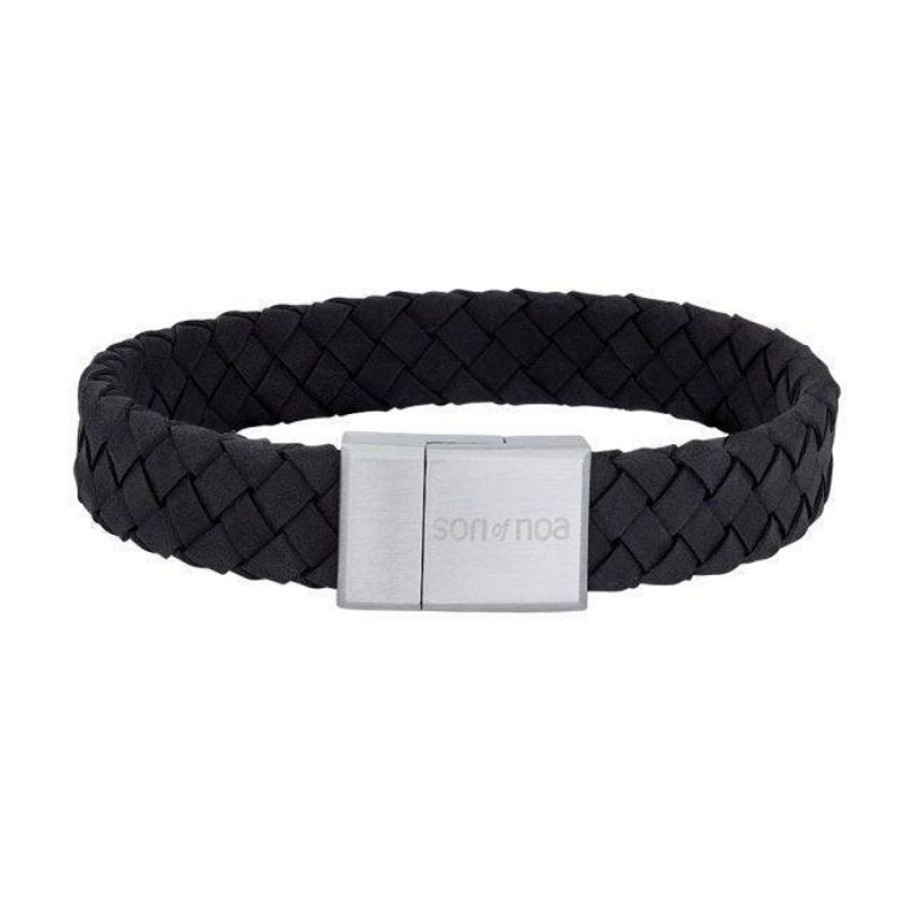 Smykker Nordahl Andersen Herresmykker | Son Of Noa Herre Armband Sort Laeder 19Cm