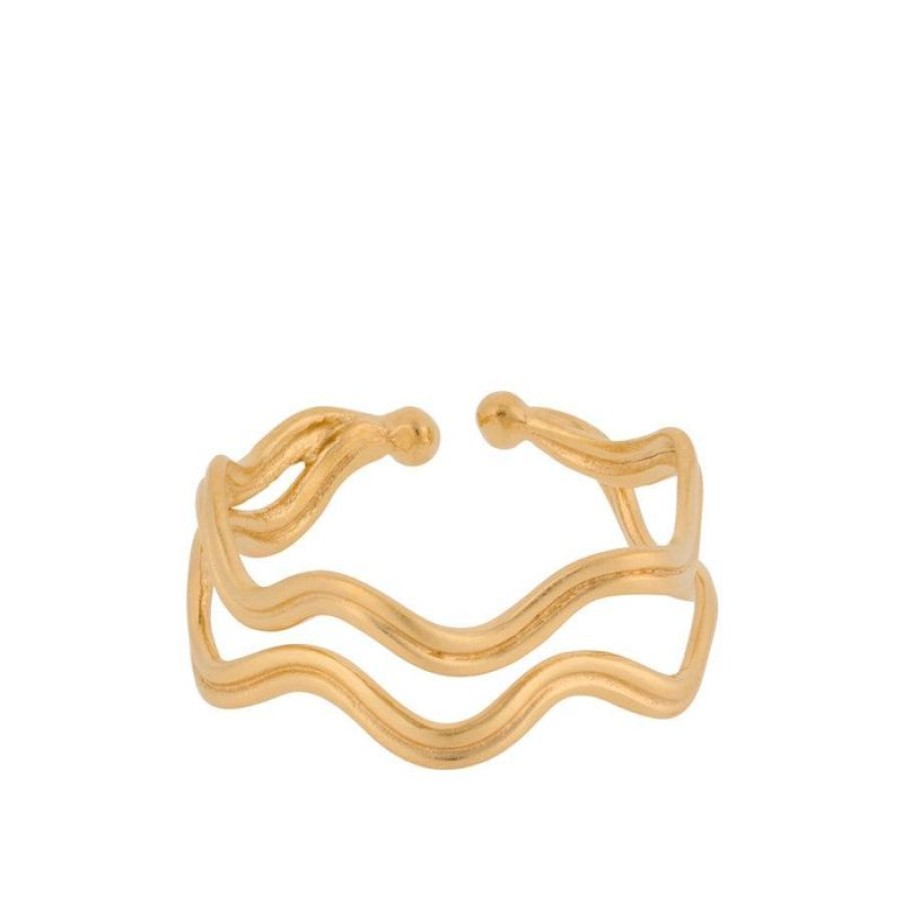 Smykker Pernille Corydon Forgyldte Ringe | Pernille Corydon Double Wave Ring - R-456-Gp