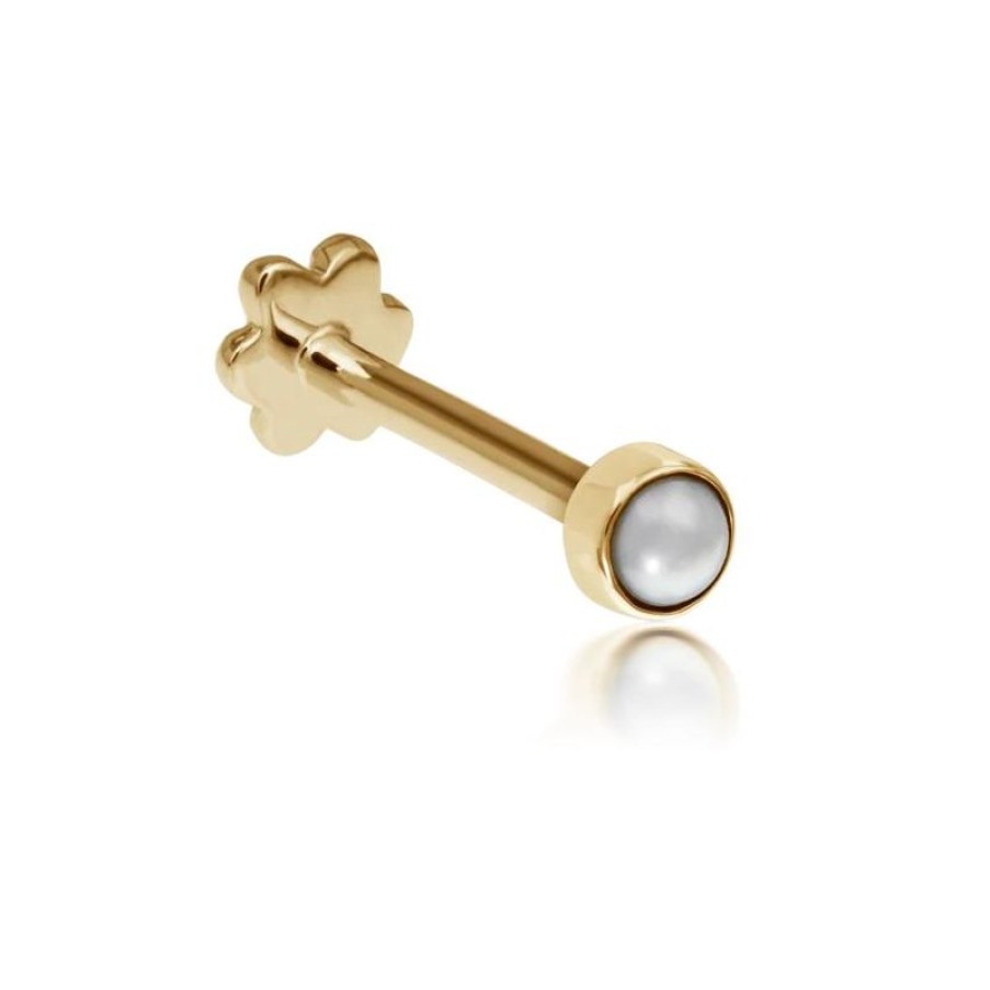 Smykker MARIA TASH Piercinger | Maria Tash Natural Pearl Threaded Stud Earring 14Kt