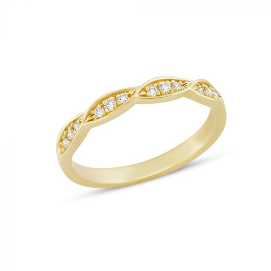 Smykker Nuran Guld Ringe | Nuran 14Kt Lilja Leaf Ring Med Diamanter