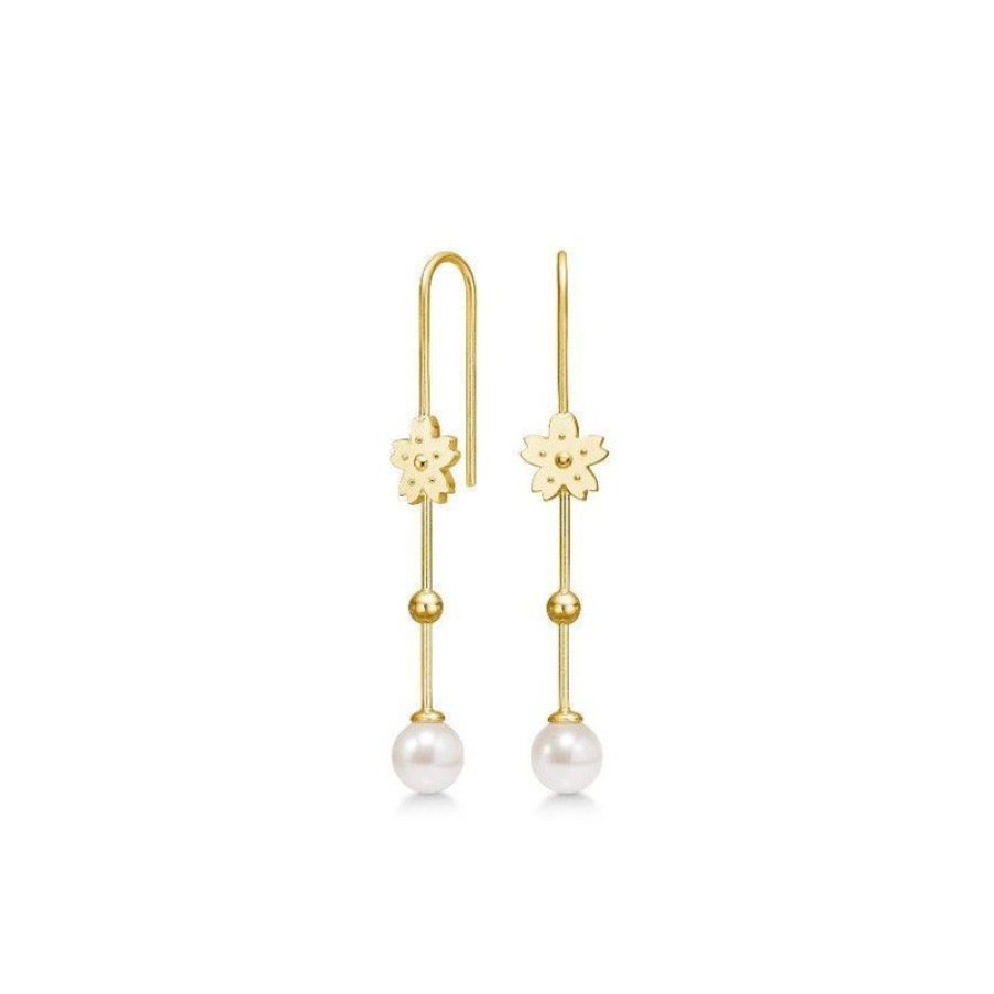 Smykker Polar Jewelry Oreringe | Polar Jewelry Sakura Hanging Pearl Forgyldt Oreringe