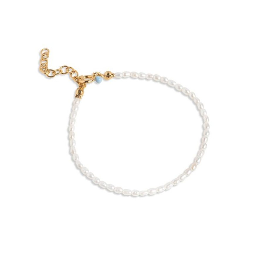 Smykker Enamel Forgyldt Armband | Enamel Erna Pearl Bracelet - B110G