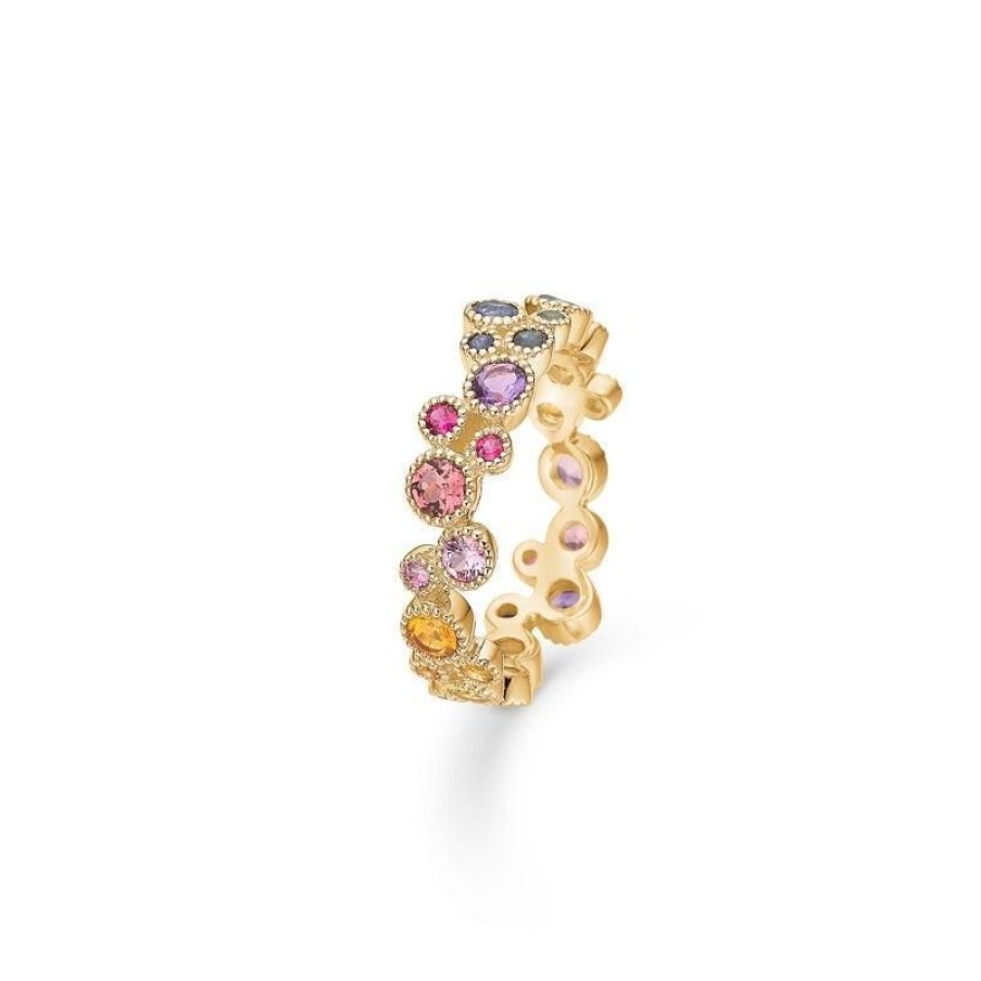 Smykker Mads Z Guld Ringe | Mads Z 14 Kt. Luxury Rainbow Ring Med Aegte Sten