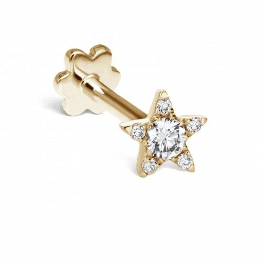 Smykker MARIA TASH Oreringe | Maria Tash 4.5Mm Diamond Star Threaded Stud 18Kt