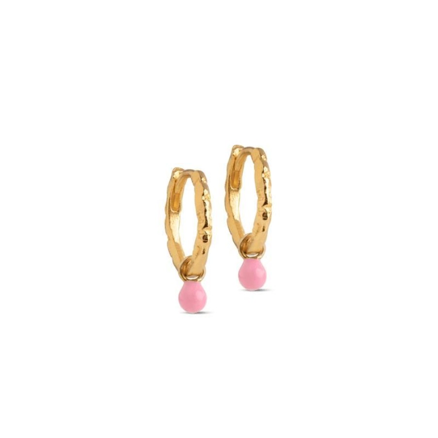 Smykker Enamel Oreringe | Enamel Belle Forgyldt Hoops - E245Gm Light Pink