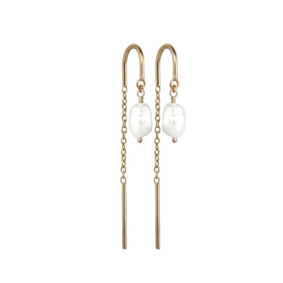 Smykker Jeberg Jewellery Kaedeoreringe | Jeberg Jewellery Baroque Pearl Chain Earrings