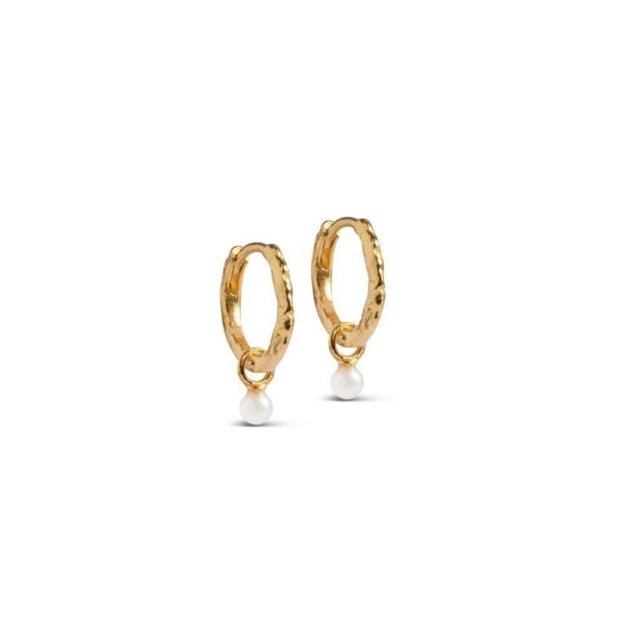 Smykker Enamel Oreringe | Enamel Bella Pearl Hoops - E271Gm