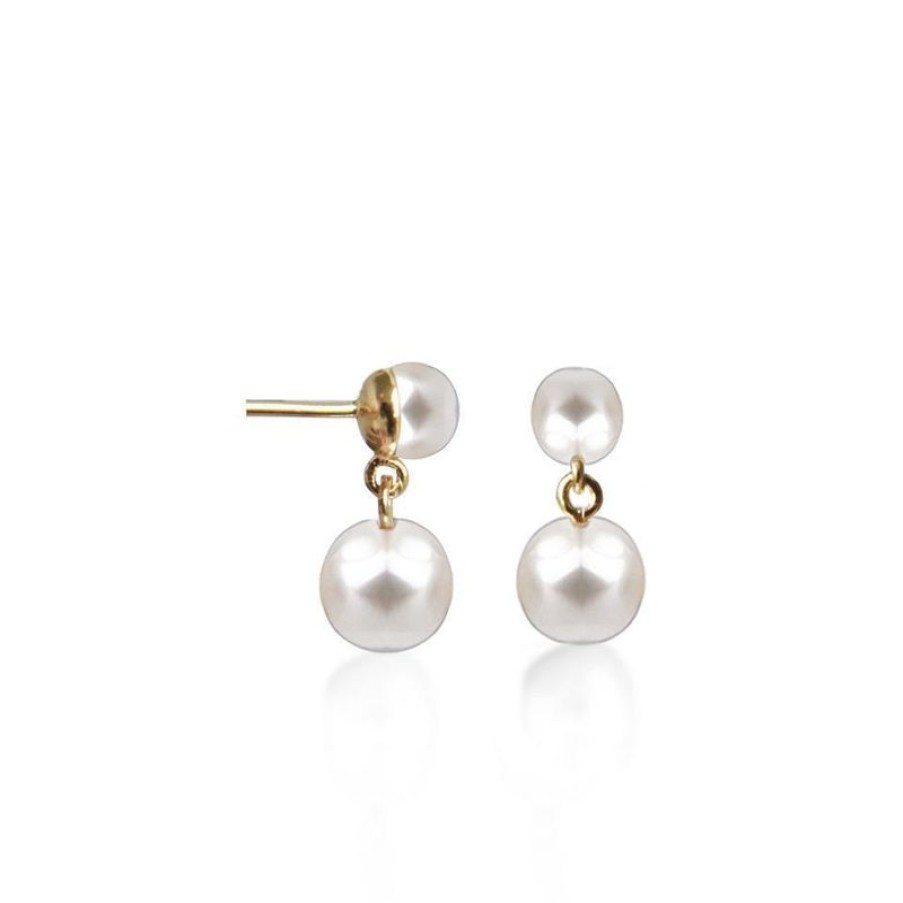 Smykker Jeberg Jewellery Perleoreringe | Jeberg Jewellery Double Pearl Oreringe Solvforgyldt - 51850