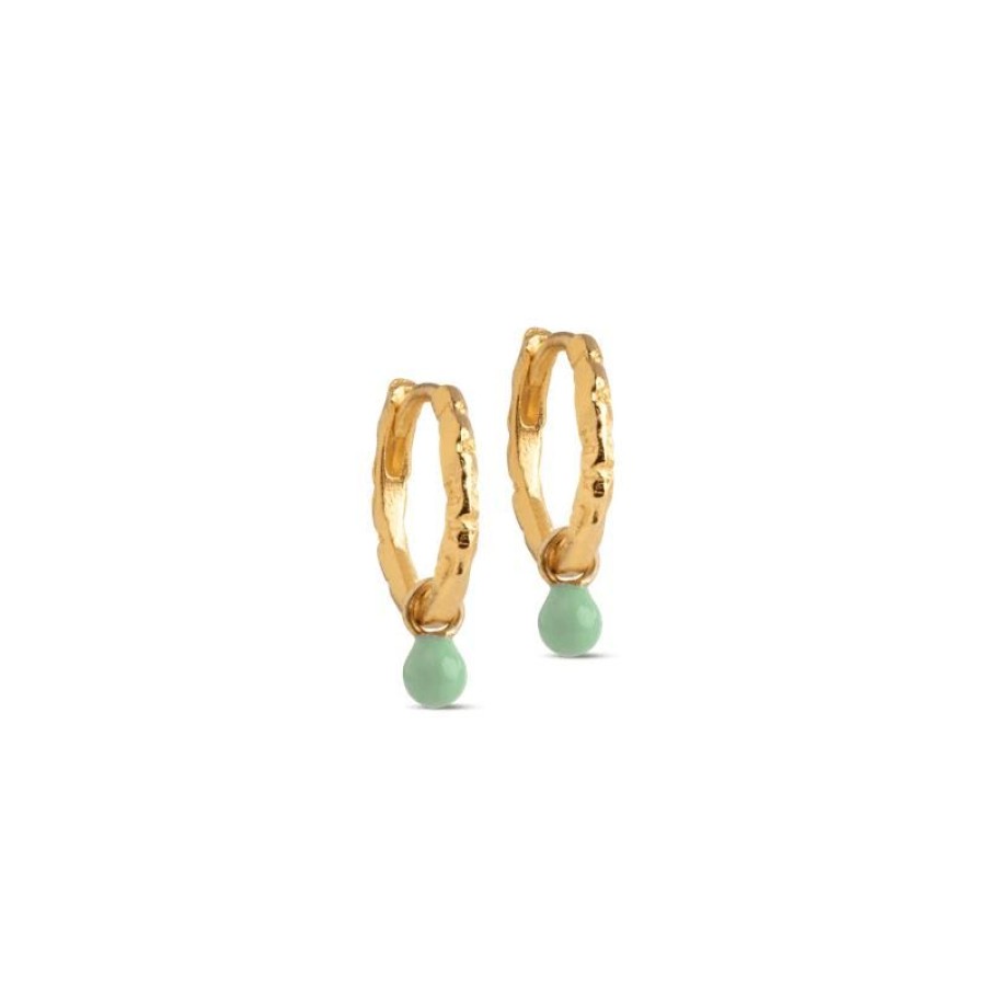 Smykker Enamel Creoler & Hoops | Enamel Belle Forgyldt Hoops - E245Gm Dusty Green