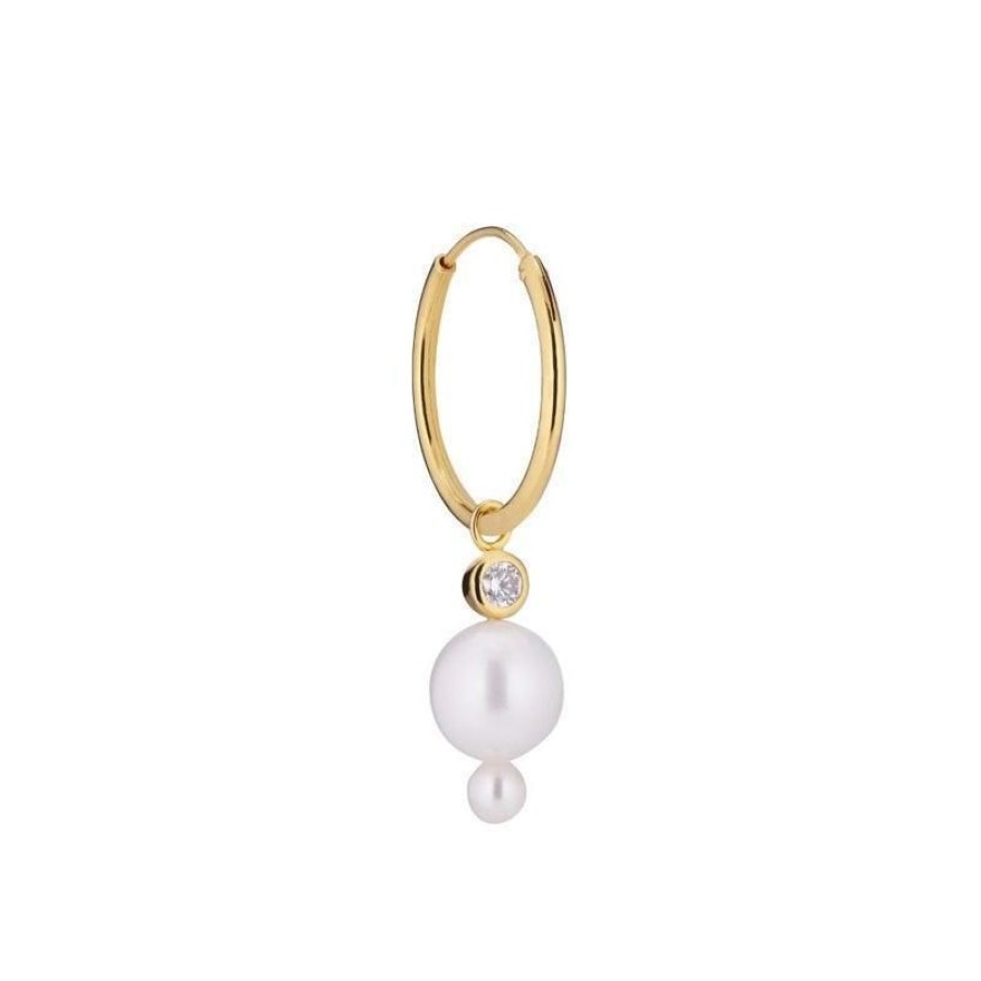 Smykker The Earring Shop Oreringe | The Earring Shop Horizon Forgyldt Perle Hoop - Ss2014