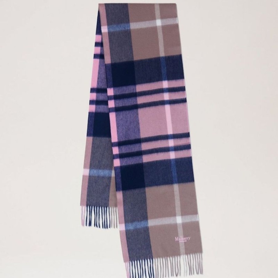 Mulberry Mulberry | Mulberry Small Check Merino Wool Scarf Sorbet Pink