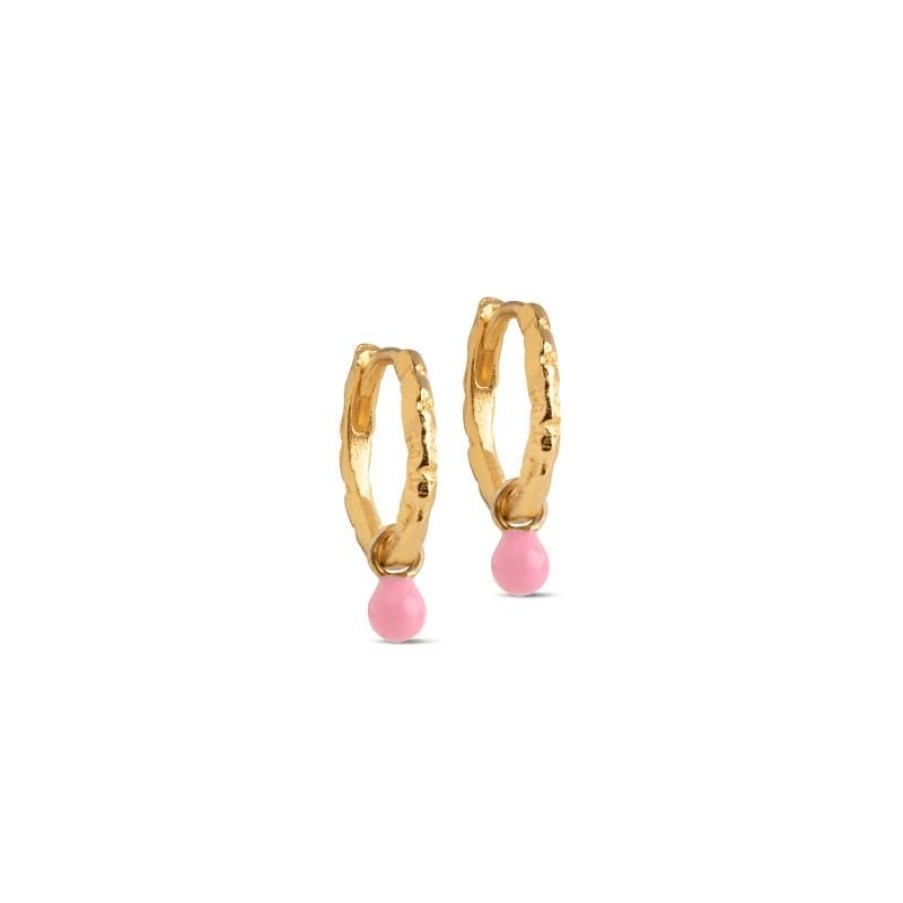 Smykker Enamel Creoler & Hoops | Enamel Belle Forgyldt Hoops - E245Gm Light Pink