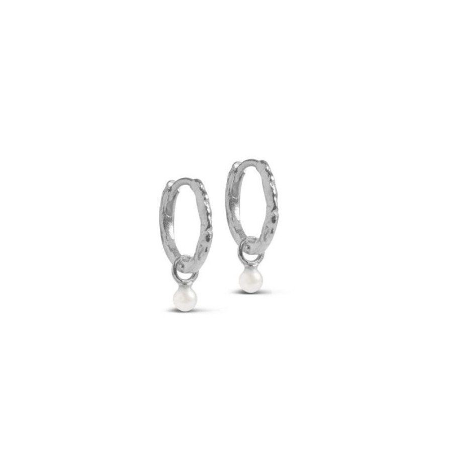 Smykker Enamel Oreringe | Enamel Belle Hoops Pearl - E271Sm-Pearl