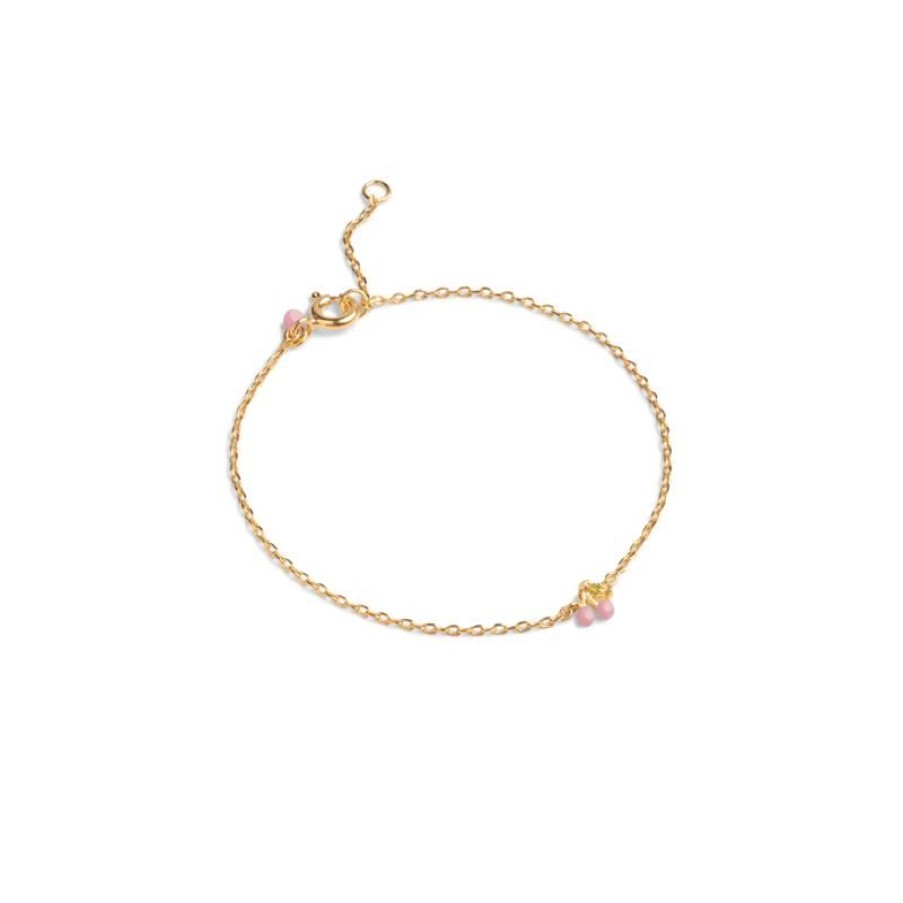 Smykker Enamel Forgyldt Armband | Enamel Cherry Armband - B88G Light Pink