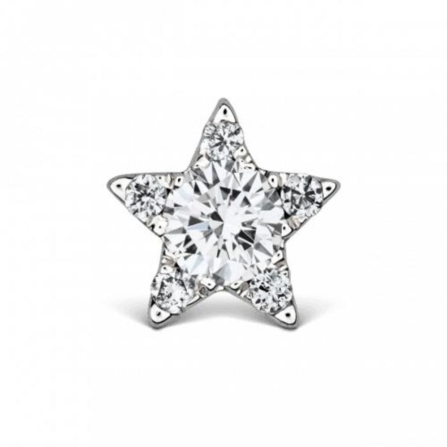 Smykker MARIA TASH Piercinger | Maria Tash 4.5Mm Diamond Star Threaded Stud 18Kt Hvidguld