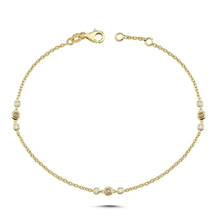 Smykker Nuran Diamant Armband | Nuran Champagne Armband Med Diamanter