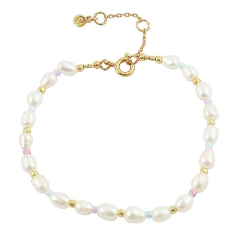 Smykker Hultquist Copenhagen Forgyldt Armband | Hultquist Copenhagen Pastel Perle Armband - S08086G