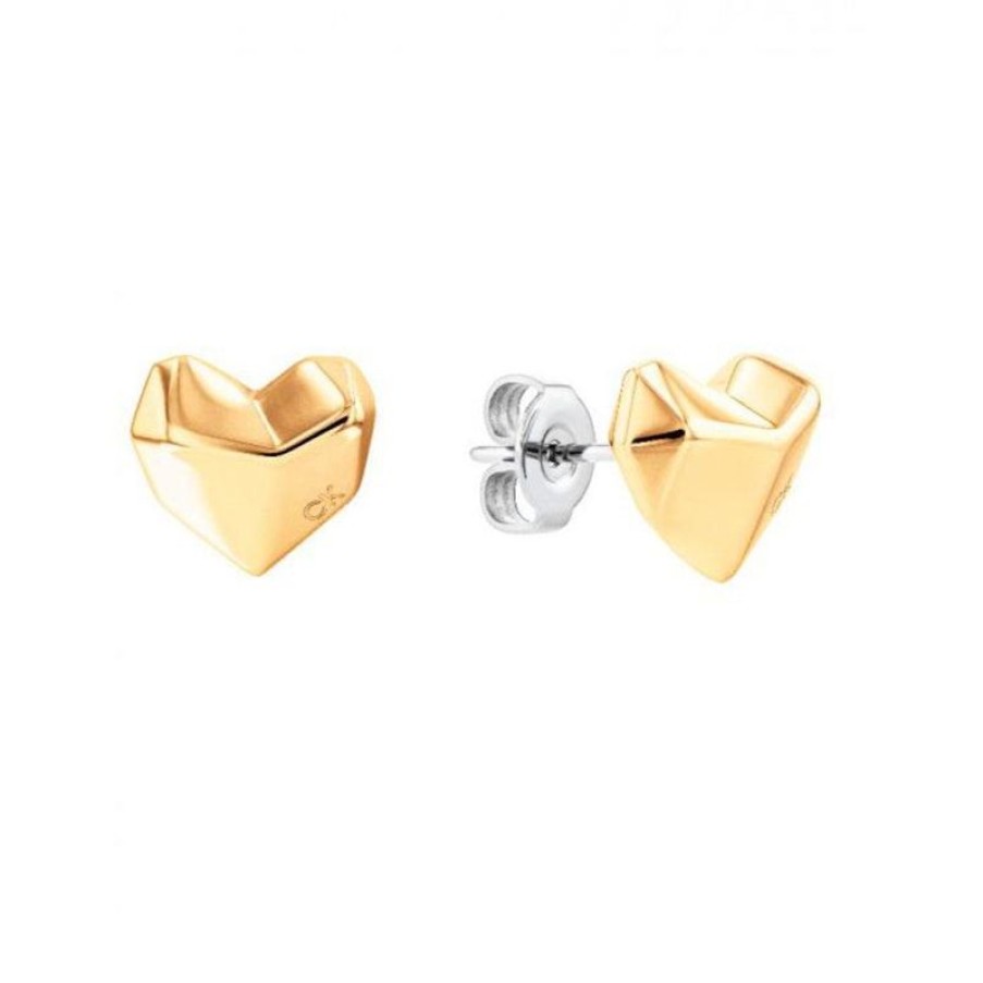 Smykker Calvin Klein Oreringe | Calvin Klein Faceted Heart Earring Stal - Gold - 35000042