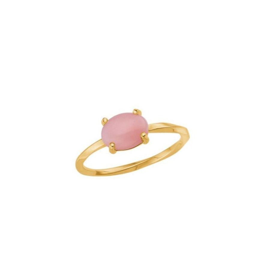 Smykker Carré Jewellery Guld Ringe | Carre Ring I 10 Karat Guld Med Pink Opal