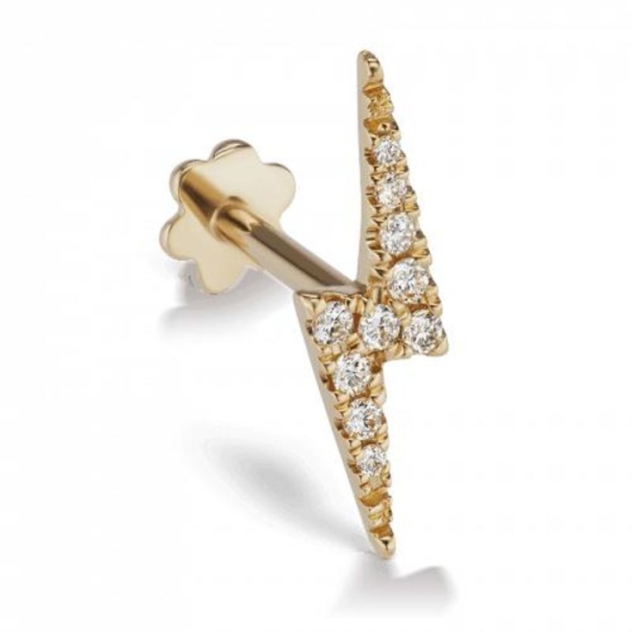 Smykker MARIA TASH Oreringe | Maria Tash 11Mm Diamond Lightning Bolt Threaded Stud