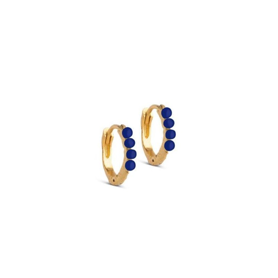 Smykker Enamel Oreringe | Enamel Paula Hoop Navy Blue - E266Gm