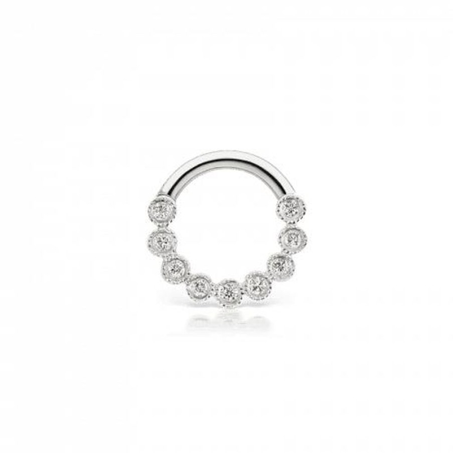 Smykker MARIA TASH Oreringe | Maria Tash 16G 6.5Mm Diamond Scalloped Horizontal Eternity Clicker