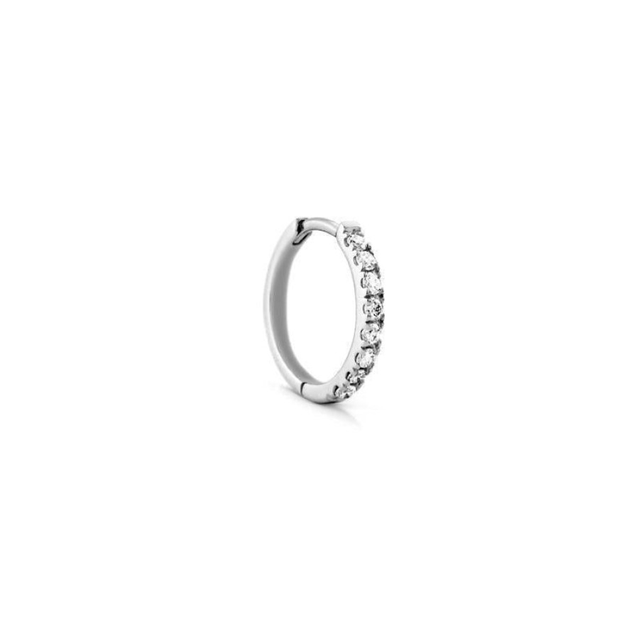 Smykker Ro Copenhagen Creoler & Hoops | Ro Copenhagen 18Kt Rock Classic Diamant Creol 10Mm Hvidguld