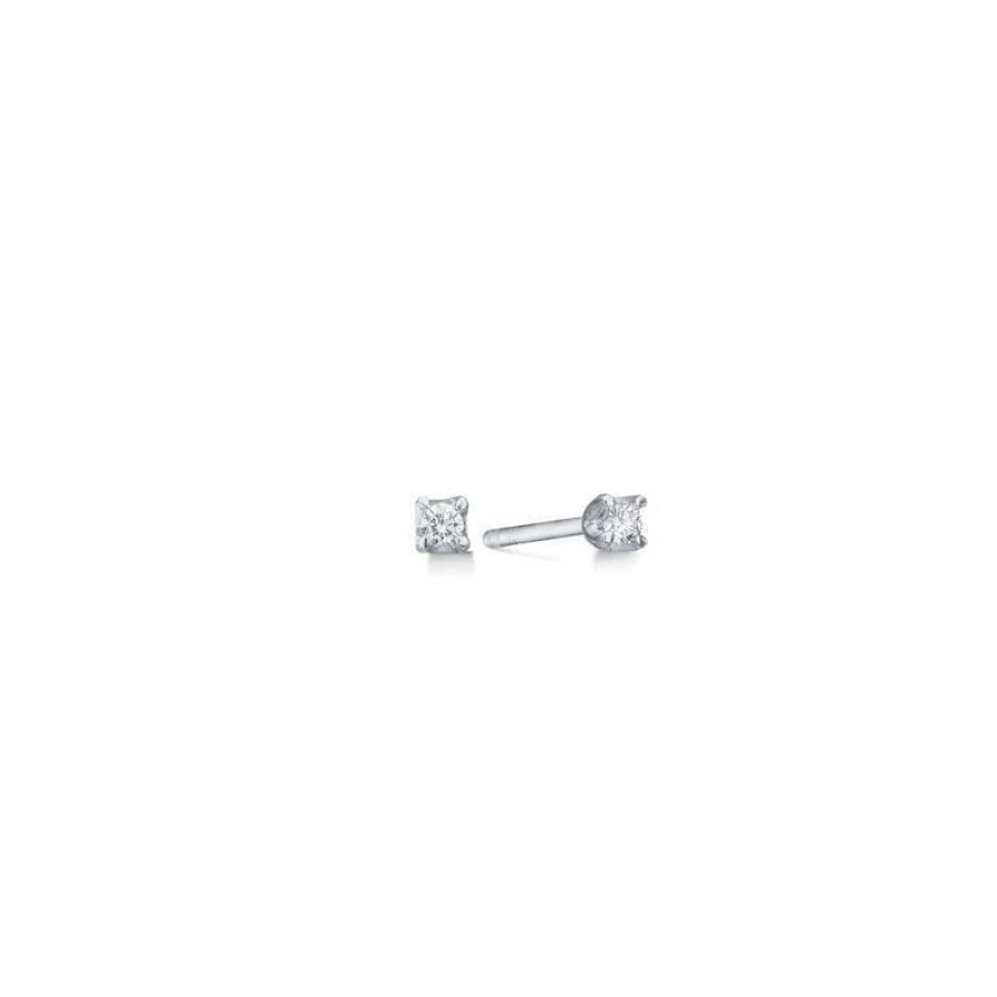 Smykker Mads Z | Mads Z 14 Kt. Crown Diamant Oreringe 0.09 Ct. Hvidguld