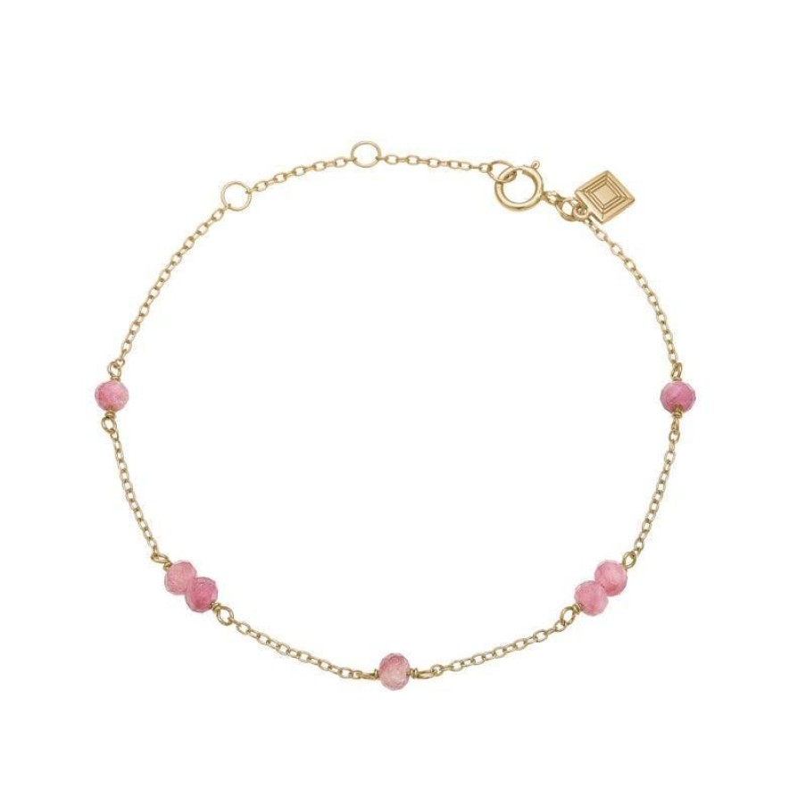 Smykker Carré Jewellery Forgyldt Armband | Carre Armband Med Pink Turmaliner - Fb4335Trp