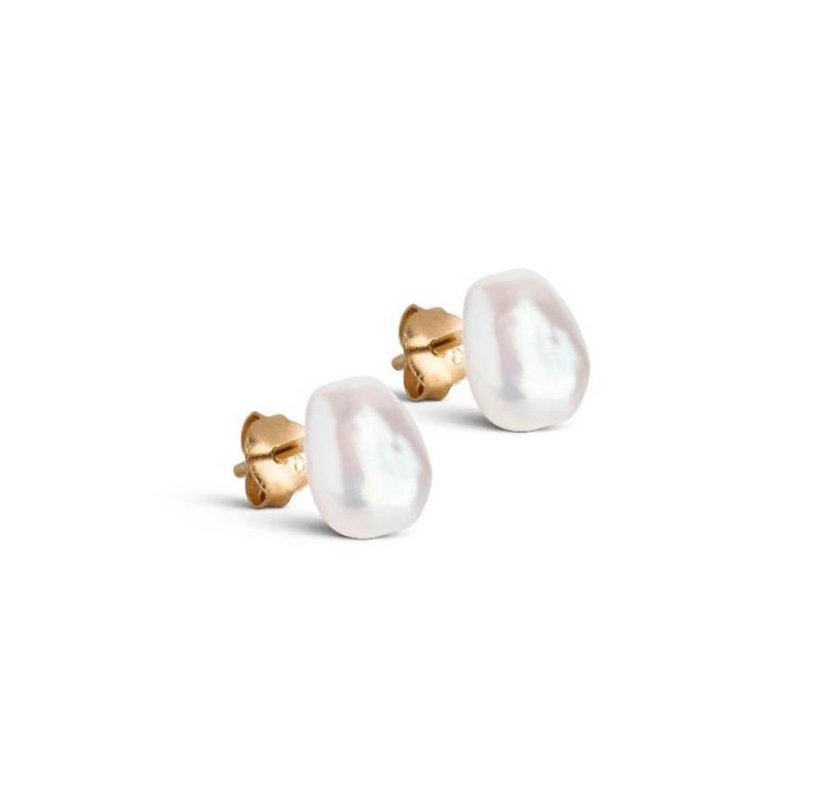 Smykker Enamel Perleoreringe | Enamel Baroque Pearl Orestikker - E304G