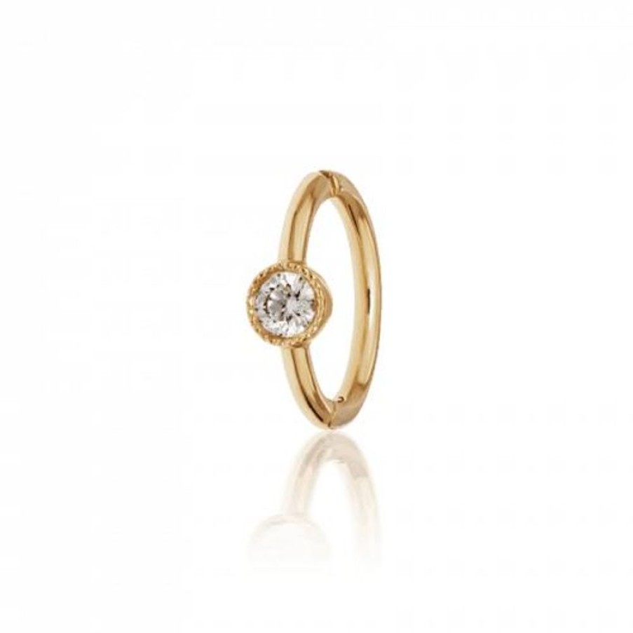 Smykker MARIA TASH Oreringe | Maria Tash 6.5Mm Scalloped Diamond Clicker 18Kt Guld