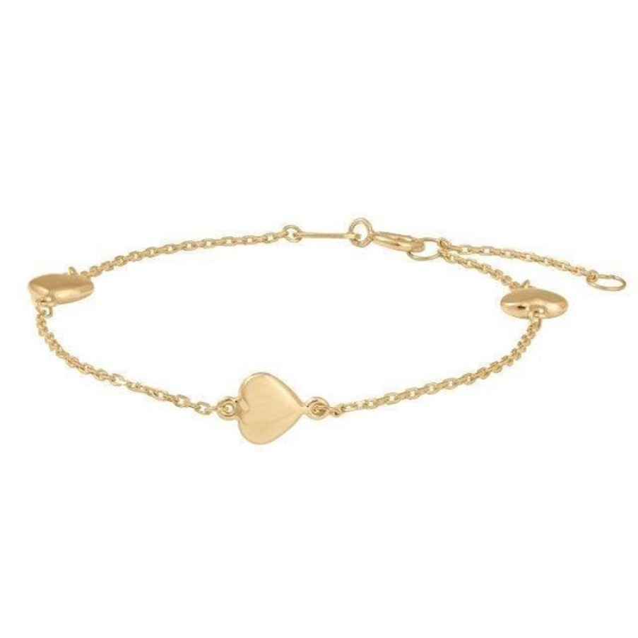 Smykker Nordahl Andersen Bornesmykker | Borne Armband I 8Kt Guld Med Hjerter