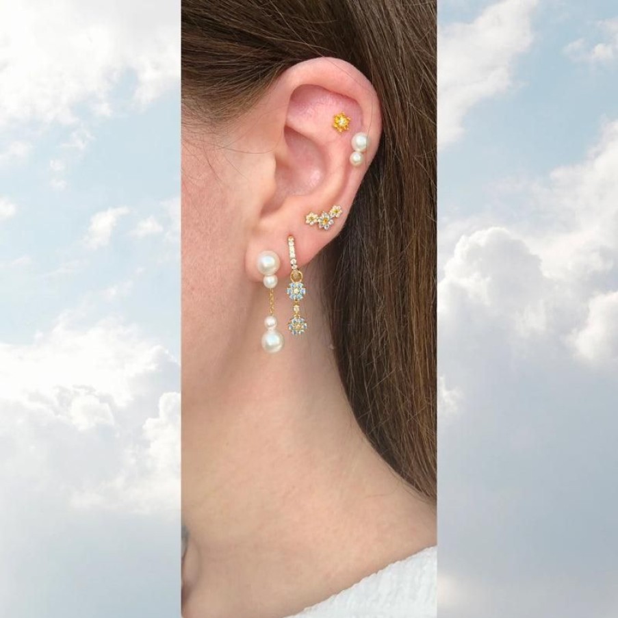 Smykker The Earring Shop Creoler & Hoops | The Earring Shop Deux Fleurs Huggies Orering - Fw2121